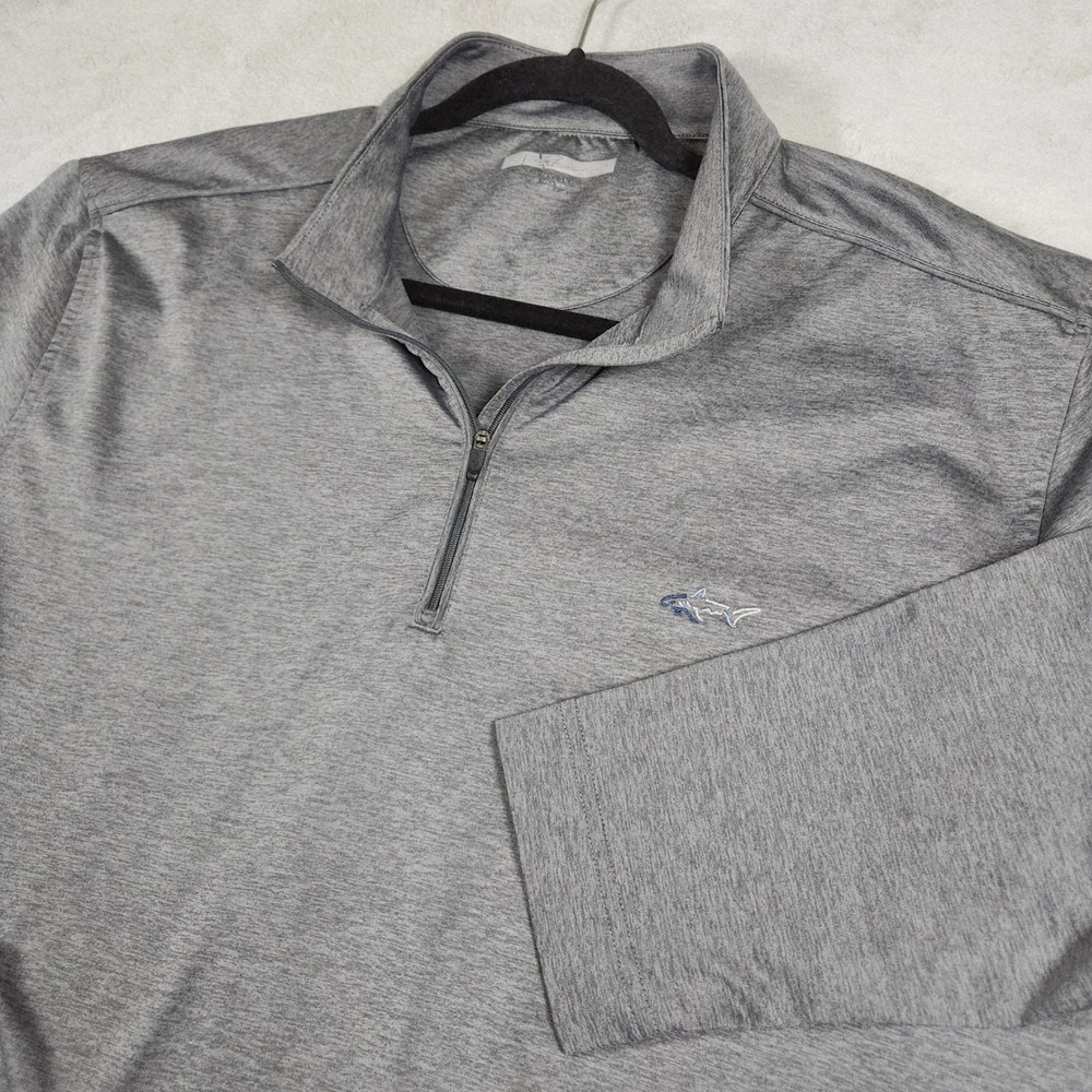 Greg Norman Quarter Zip Pullover Mens XL Grey Heathered Shark Logo Activewear